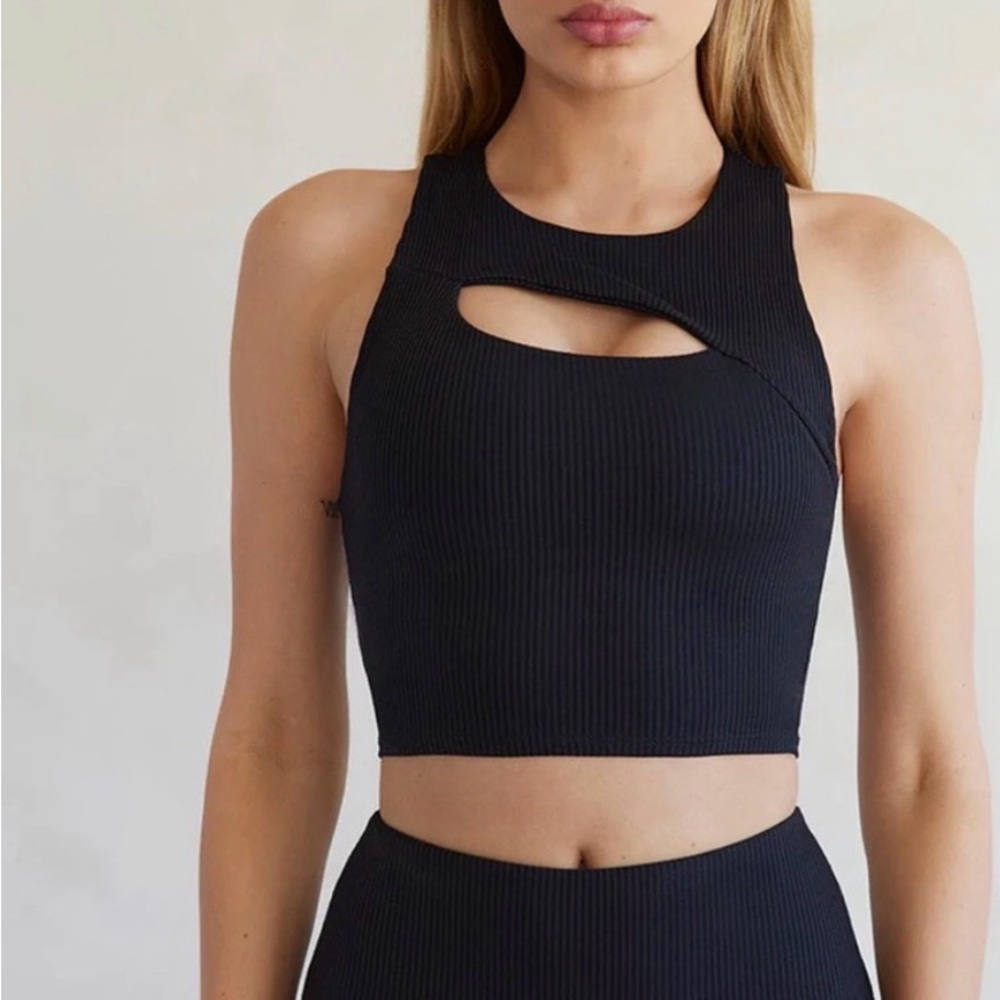 Carbon38 Black Cutout Tank Top